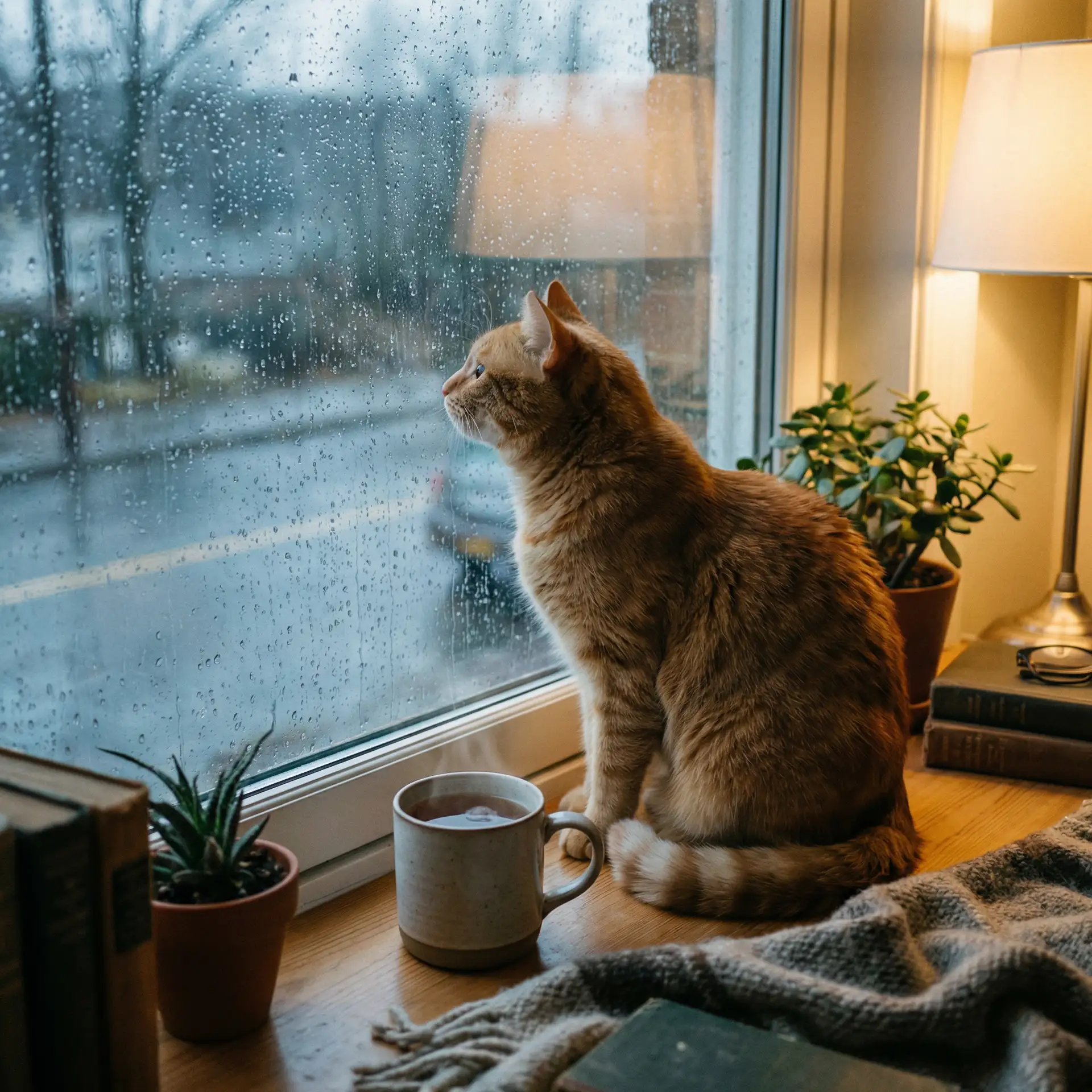 猫咪望着窗外的雨 - 放课后的彼女